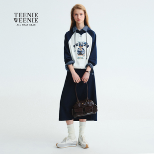 TeenieWeenie小熊女装卫衣2025秋季萌趣大熊拼色短款连帽外套