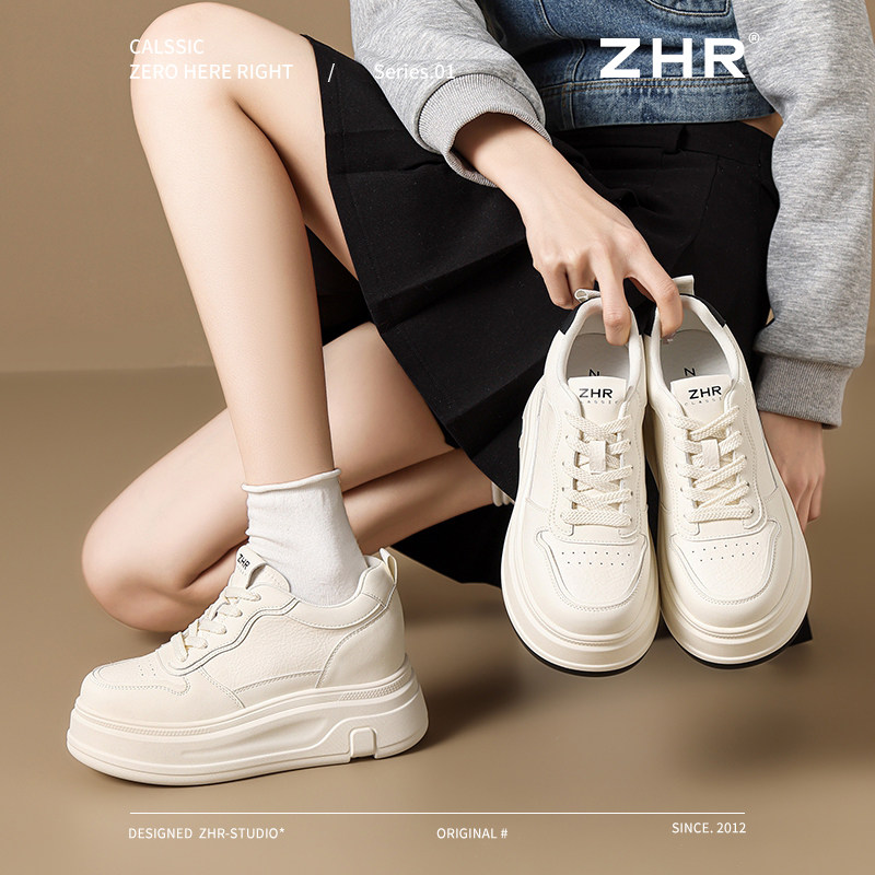 ZHR则则厚底【8.5cm】内增高小白鞋女小个子耐磨运动休闲鞋女GR37图片