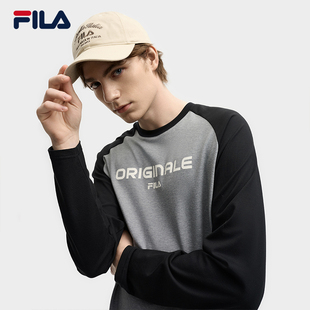 凉感插肩袖 新款 上衣女F11M539204F T恤男2025秋季 FILA斐乐情侣长袖