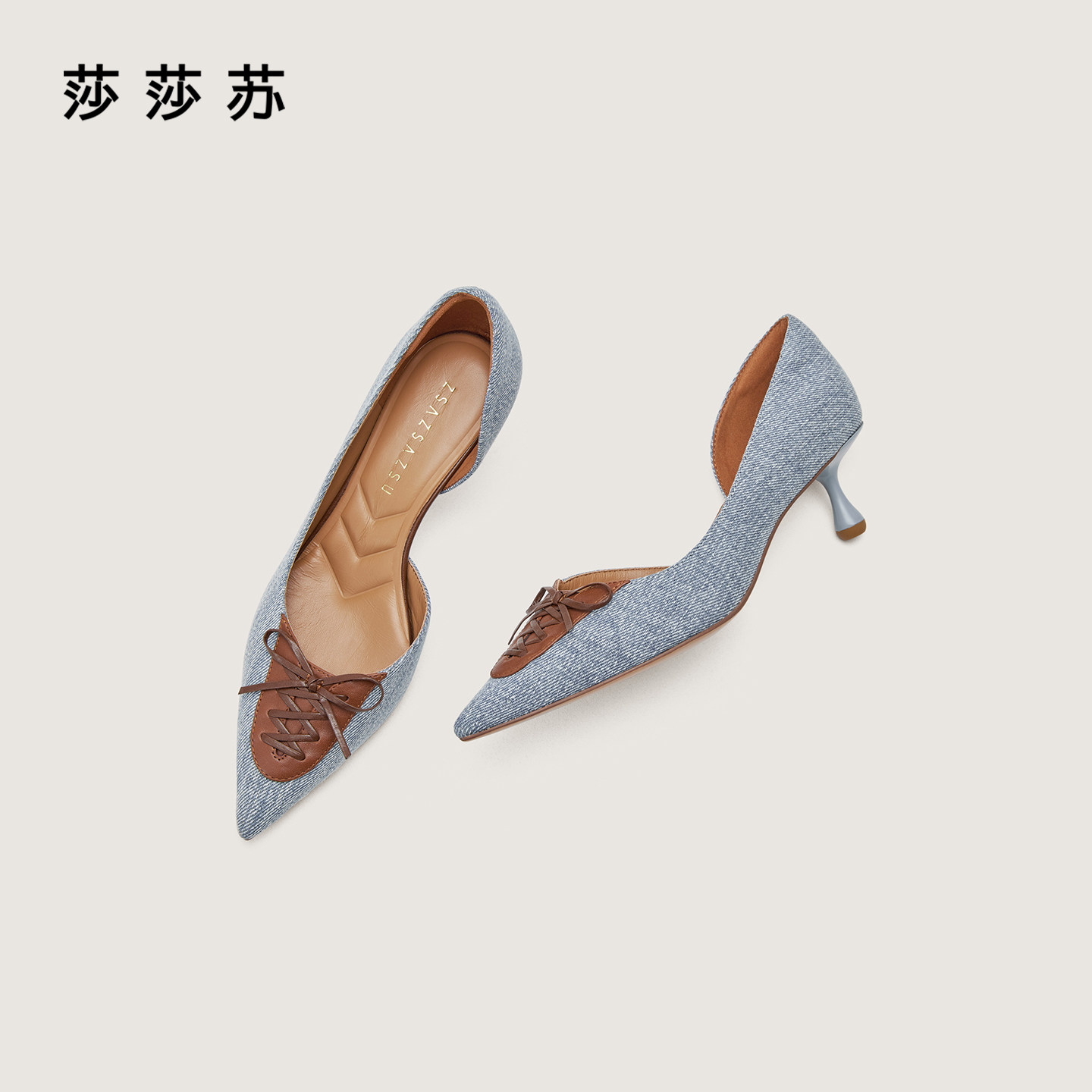 律政佳人莎莎苏26春尖头法式蝴蝶结系带单鞋通勤高跟鞋Z76120A-10