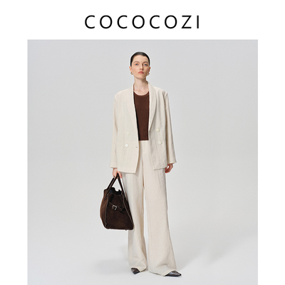 COCOCOZI2024秋季时尚通勤优雅气质女西装243CO007WT