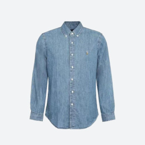 RALPH LAUREN/拉夫劳伦 刺绣牛仔长袖衬衫 男款 蓝色  710792043