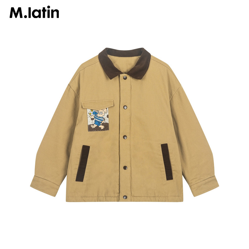 马拉丁童装儿童棉服25冬男童设计感织唛撞色棉夹克615914102D