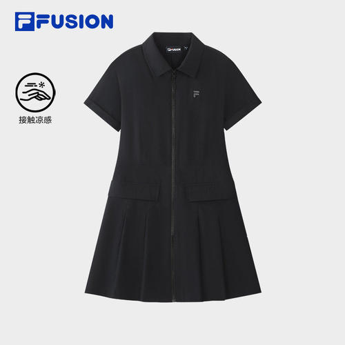 FILA FUSION斐乐潮牌女子梭织连衣裙2026休闲衬衫裙T11W633303F