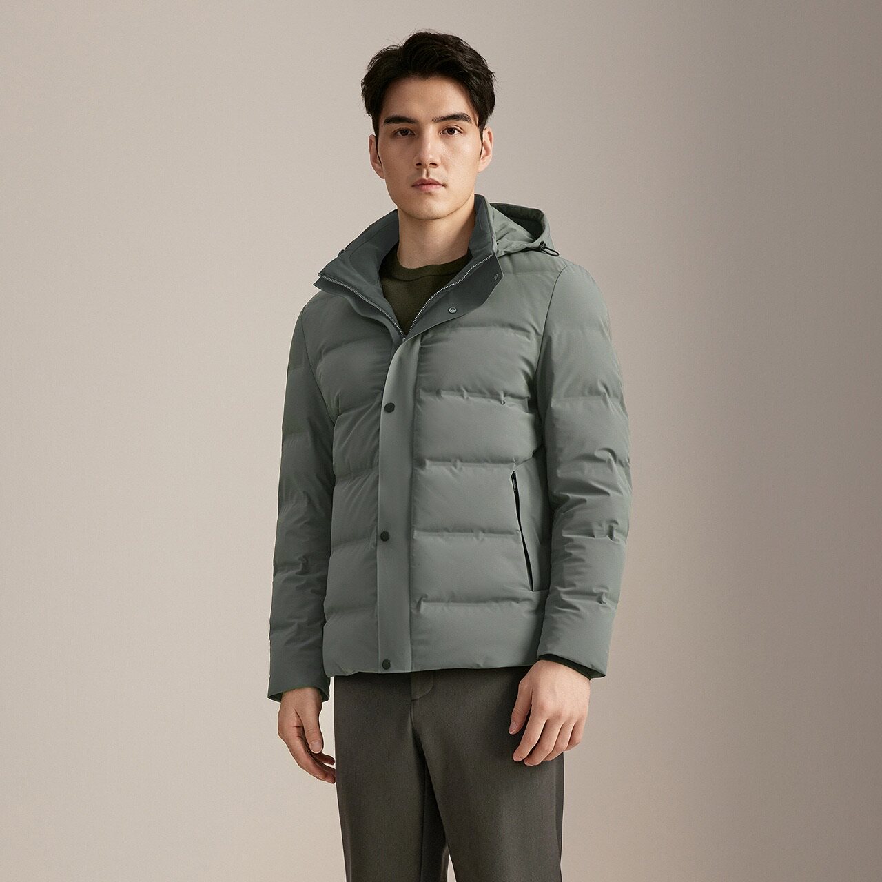 雅戈尔男士深绿短羽绒服YSYD435739PTA