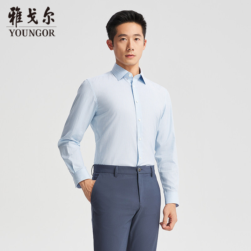 雅戈尔男士休闲长袖衬衫