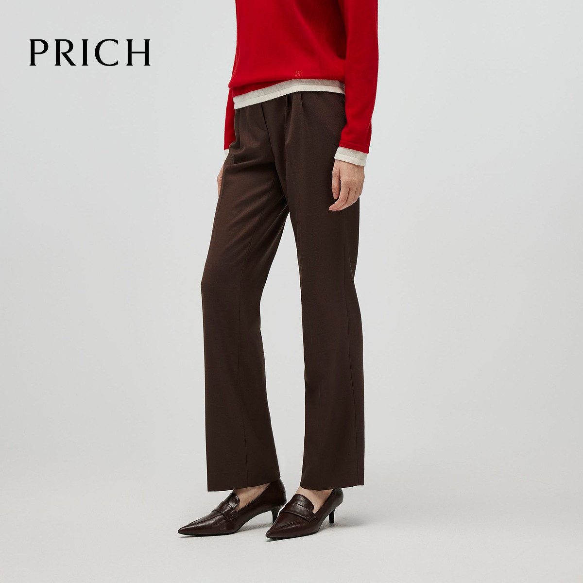 【澳洲绵羊毛】PRICH时尚通勤锥形裤秋冬显高瘦长裤女PRTCE4902A