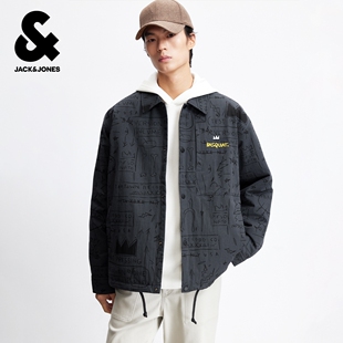 百搭潮 棉衣服宽松翻领常规BSQ联名刺绣时尚 杰克琼斯秋冬季 男装