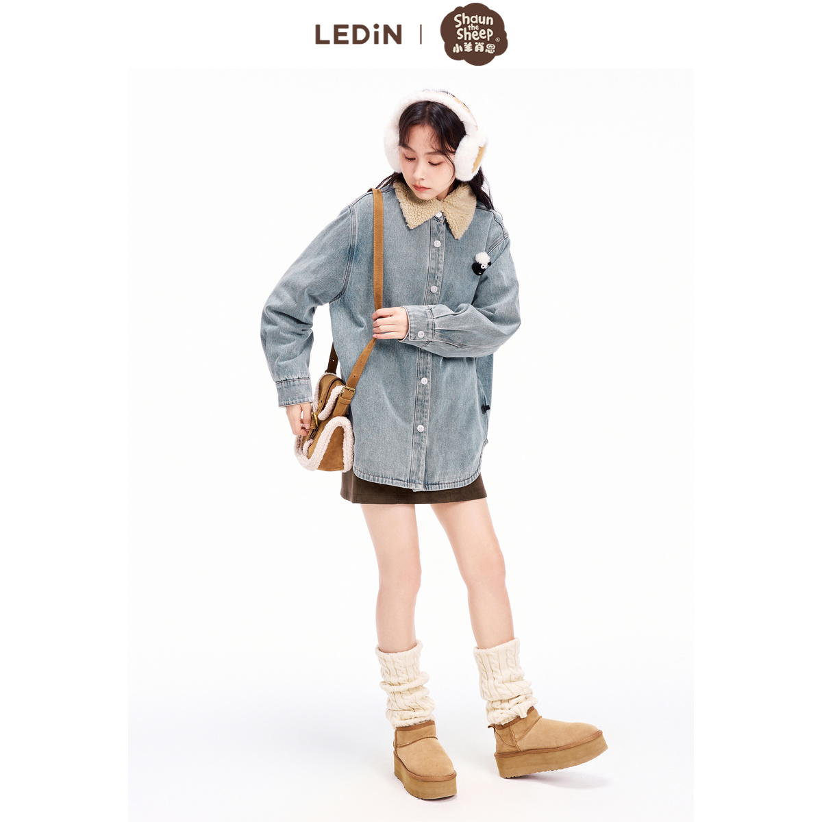 【小羊肖恩联名】乐町商场同款2024冬季牛仔外套C2BJE4221