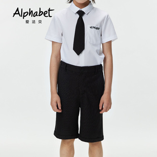 Alphabet爱法贝童装夏季男童黑色中裤U32L227