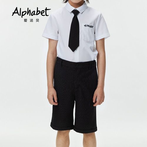 Alphabet爱法贝童装夏季男童黑色中裤U32L227