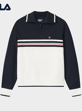 FILA 斐乐长袖编织衫女冬季舒适翻领毛衣F11W548404F