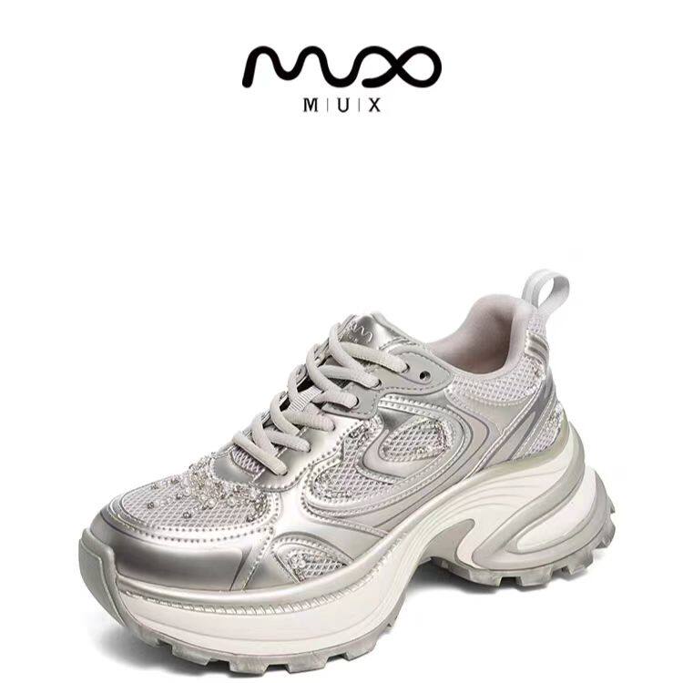 MUX迈思心弛动感珠饰舒透厚底老爹鞋专柜同款系带休闲鞋女82182