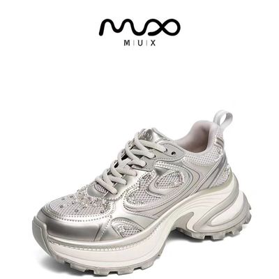 MUX迈思心弛动感珠饰舒透厚底老爹鞋专柜同款系带休闲鞋女82182
