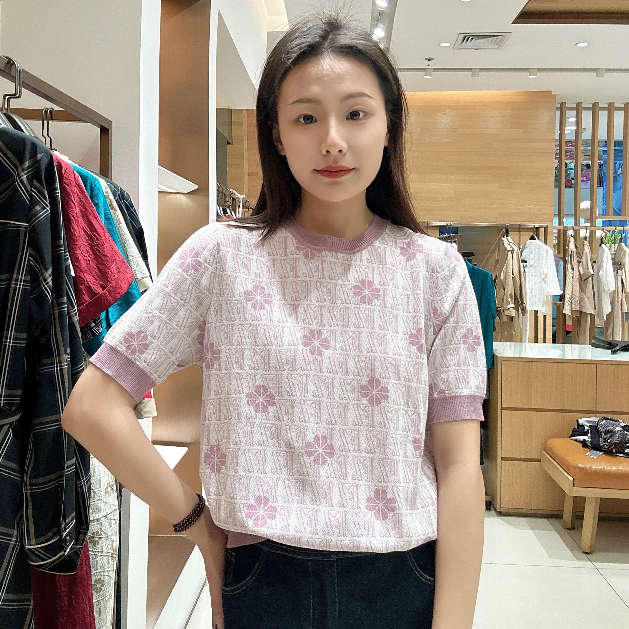 FEIZI菲姿女士时尚简约短袖针织衫F4B810