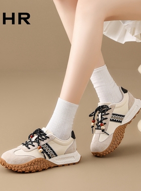 ZHR则则真皮德训鞋女2025秋季复古鞋软底透气休闲运动鞋KS212