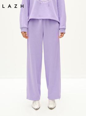 URLAZH有兰2024秋季香芋紫直筒宽松加绒休闲卫裤女JN4PA11