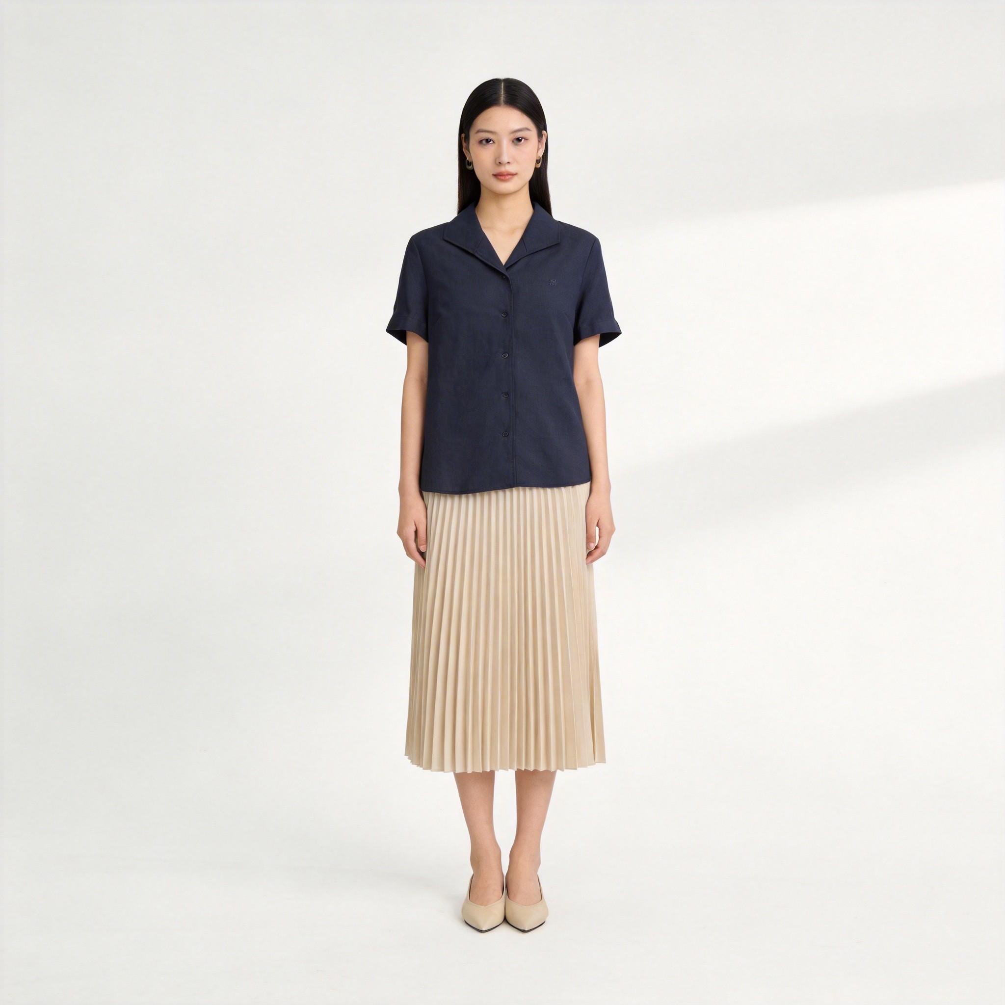 【莱赛尔+亚麻】PRICH简约小翻领设计短袖衬衫2026夏季上衣女图片