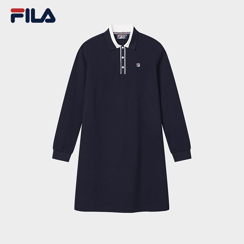 FILA 斐乐官方女子针织连衣裙2026春新时尚休闲POLO裙F11W618304F