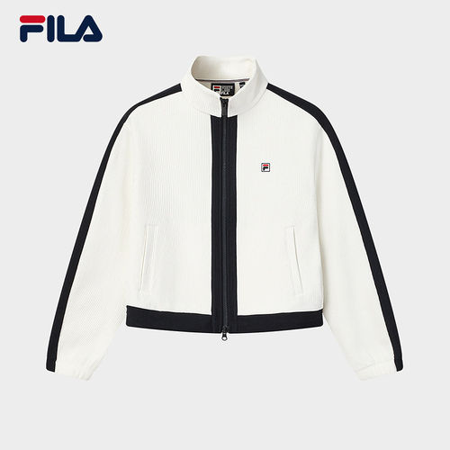 FILA 斐乐官方女士针织长袖外套2026新春撞色立领上衣F11W618501F