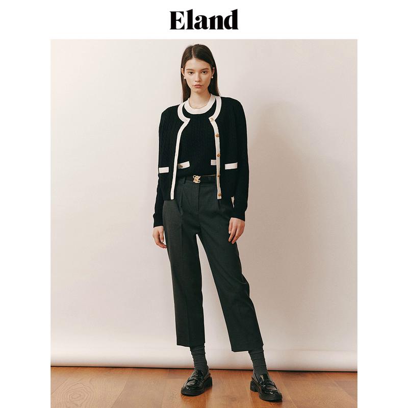 Eland女士直筒休闲裤修身显瘦简约风长裤EETAD49Q91