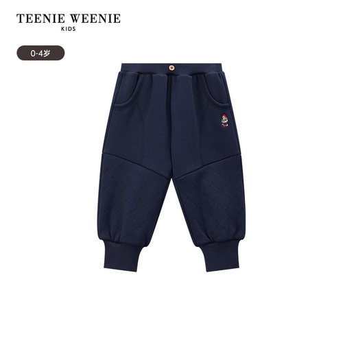 TeenieWeenie Kids小熊童装男宝休闲纯色束脚加绒卫裤T0TM251120A
