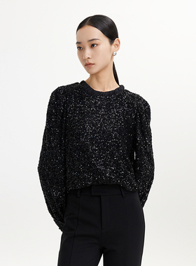 迪赛尼斯时尚圆领长袖衬衫女