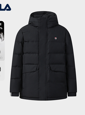FILA 斐乐男士中长款羽绒服2025冬新款保暖连帽外套F11M548904F