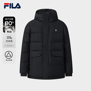 羽绒服2025冬新款 中长款 保暖连帽外套F11M548904F 斐乐男士 FILA