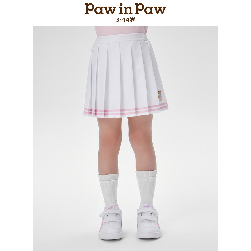 PawinPaw卡通小熊童装春夏款女童学院风百褶裙