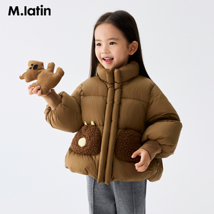 马拉丁儿童羽绒服25冬新款女小童软糯厚暖短款立领泡芙羽绒服