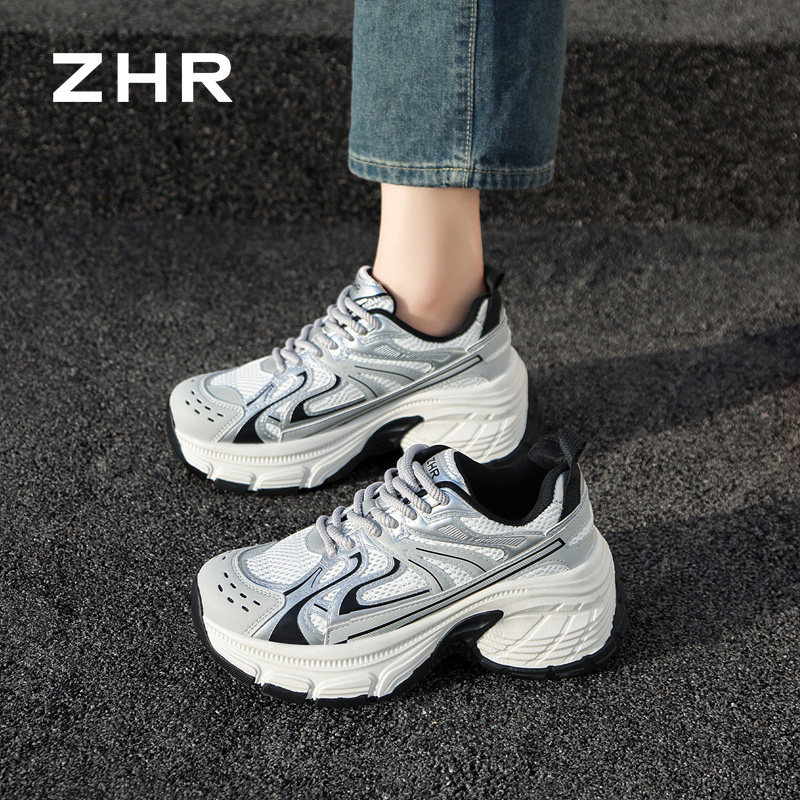 ZHR则则老爹鞋女2025新款复古秋冬穿搭软底厚底休闲运动鞋CX50F图片