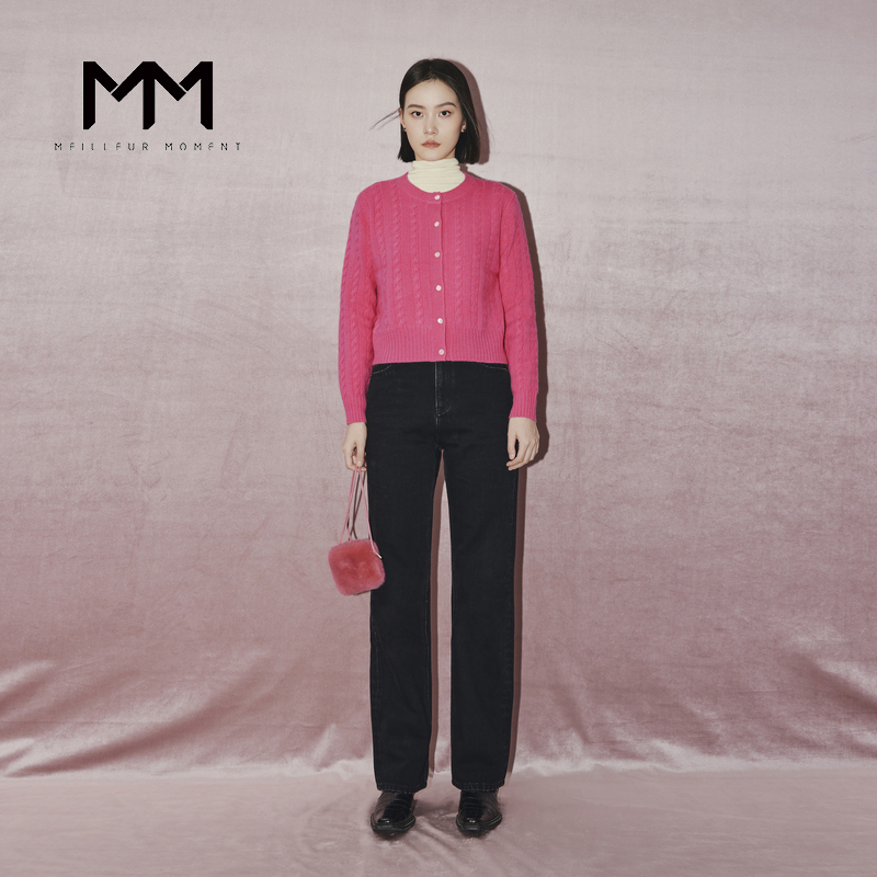 MM麦檬春高腰显瘦直筒牛仔裤女5E1250231