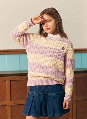 【夹心饼干】eland kids童装24年男女童撞色圆领针织衫EKKWE1211R