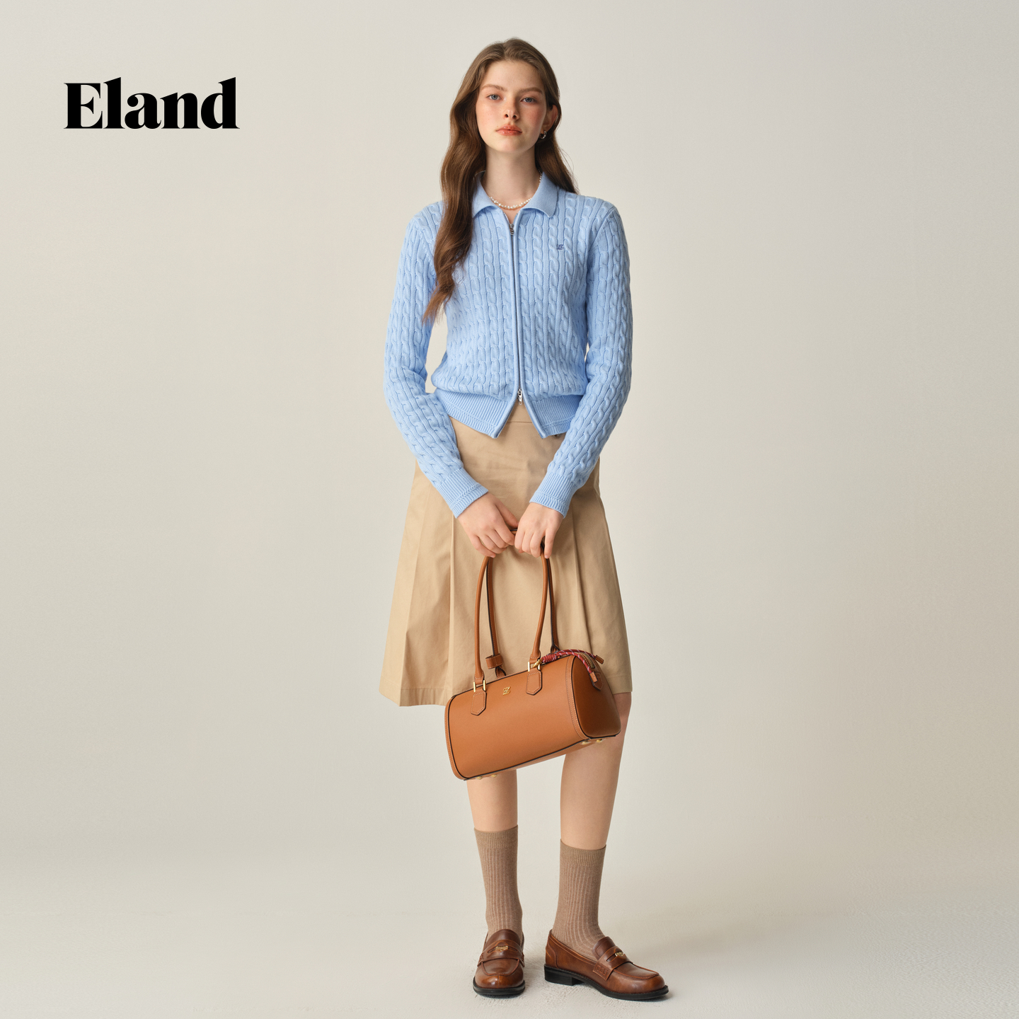 Eland 针织衫女拉链开衫休闲毛衣
