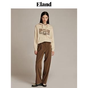 Eland卫衣女纯棉连帽美式 复古学院风宽松上衣EEMTD49T1I