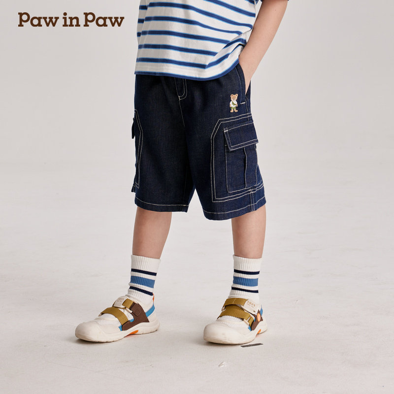 PawinPaw卡通小熊童装男童儿童大口袋牛仔短裤时尚PCTJE2511K