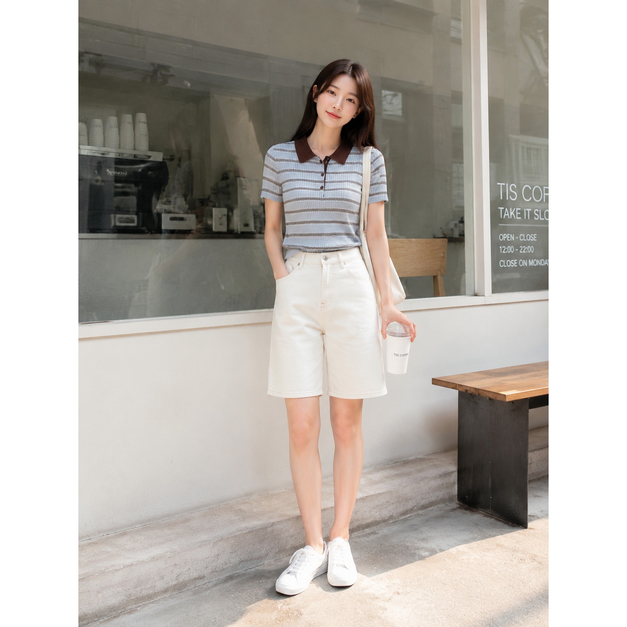 Vero Moda针织衫女2026秋季新款条纹Polo领修身正肩短袖326313035