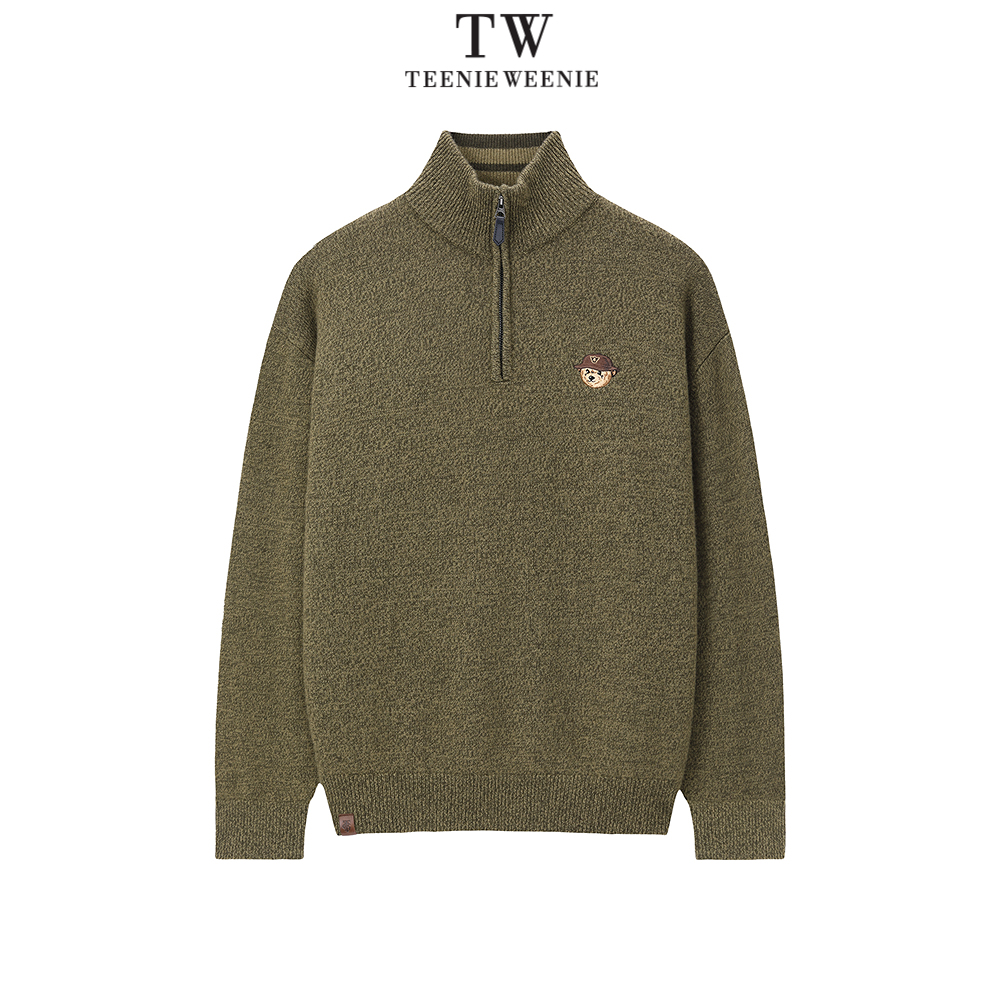 Teenie Weenie2025冬半拉链高领双色拼接毛衣TNKW254T02K