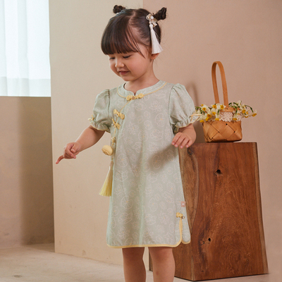 戴维贝拉女童连衣裙儿童汉服2023夏装凉感宝宝国风裙子DB2235522