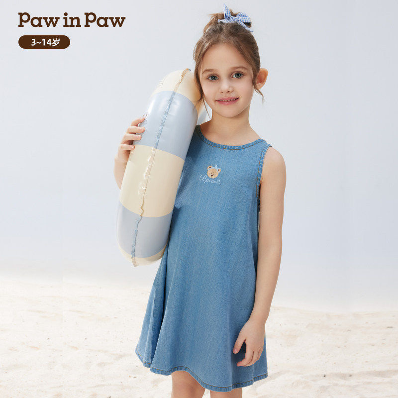 paw in paw 卡通小熊牛仔连衣裙(JEAN ONE-PIECE)(OJ)PCOJF2422E