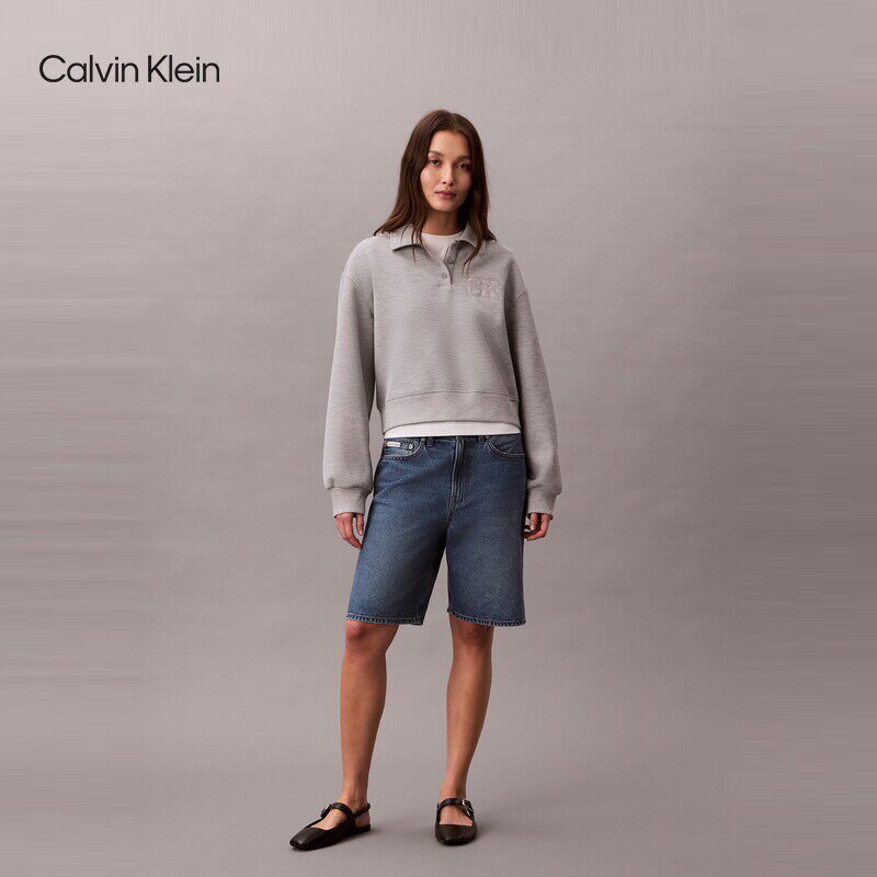 CK Jeans26春夏新女士美式休闲运动风POLO领卫衣47F237G