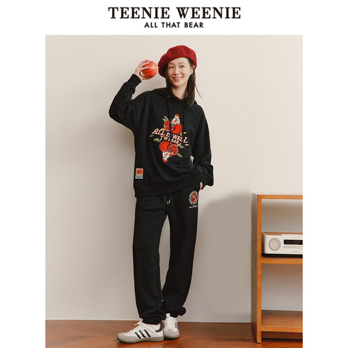 TeenieWeenie 春季石榴运动裤直筒裤束脚卫裤长裤子女TTTM235101I