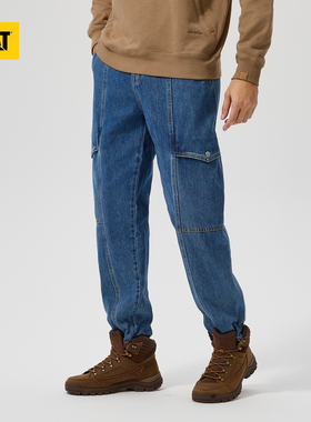 CAT卡特男士舒适休闲工装风收腰直筒牛仔裤CN3JEU43141