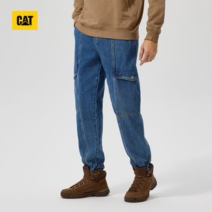 CAT卡特男士舒适休闲工装风收腰直筒牛仔裤CN3JEU43141