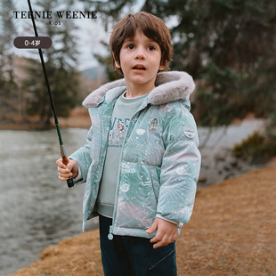 TeenieWeenie Kids小熊童装24冬新男宝鹅绒短款羽绒服T0JD244V15K