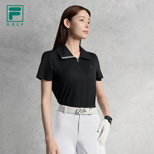 FILA 斐乐官方女子针织短袖POLO衫2025秋运动防晒上衣A11W535126F
