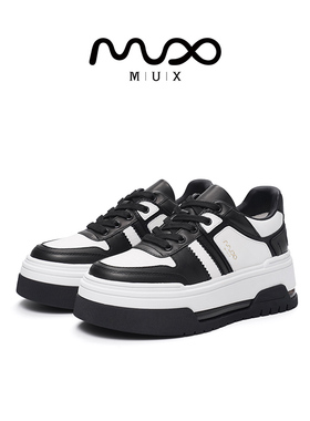 MUX迈思2024春潮流增高厚底板鞋舒适透气牛皮休闲鞋82103
