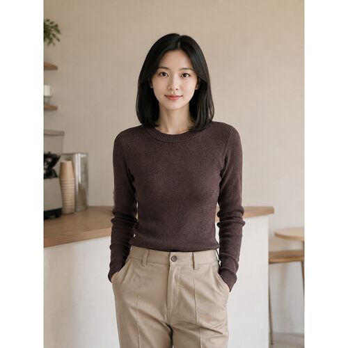 Levi’s李维斯秋季女士修身圆领长袖毛针织衫008R5-0002