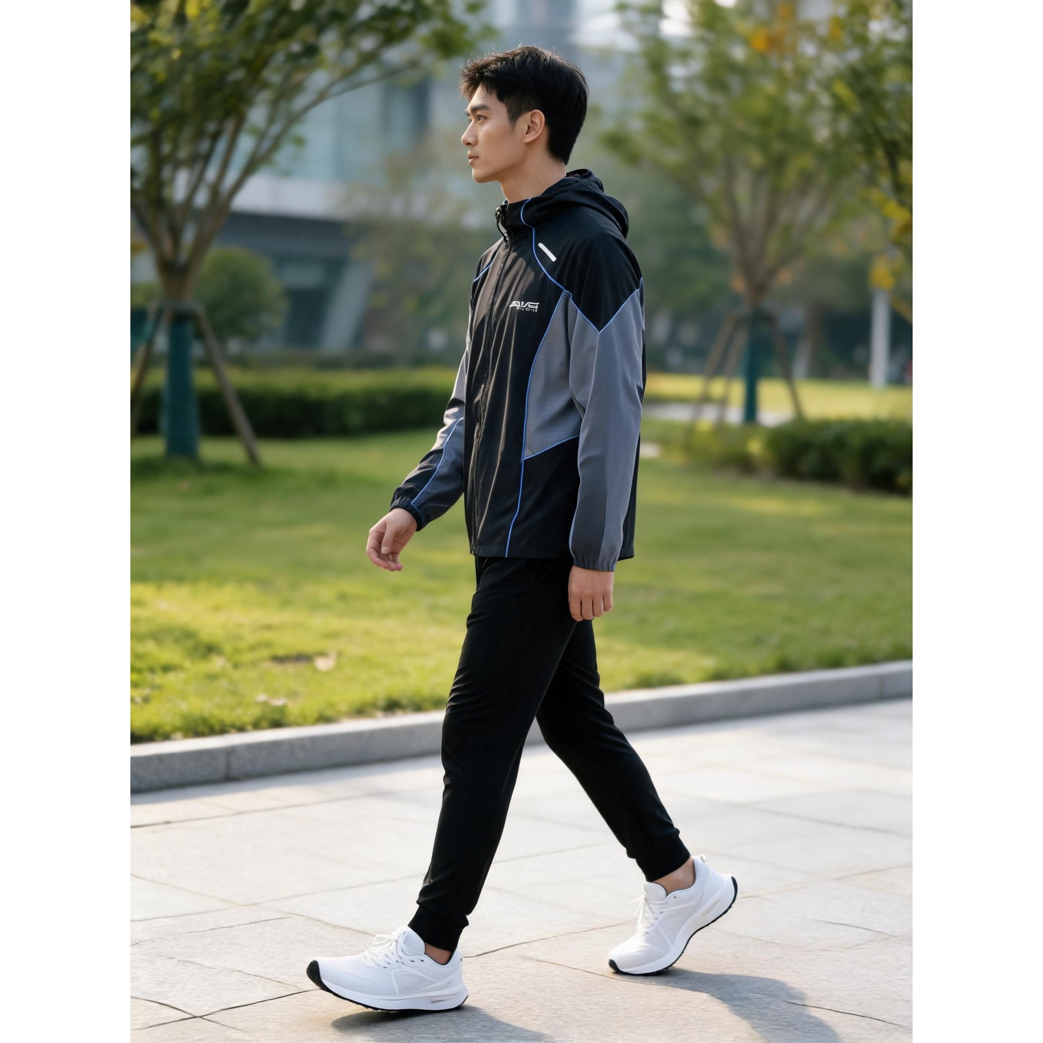 adidas neo男子拼接连帽运动防风夹克KZ0713